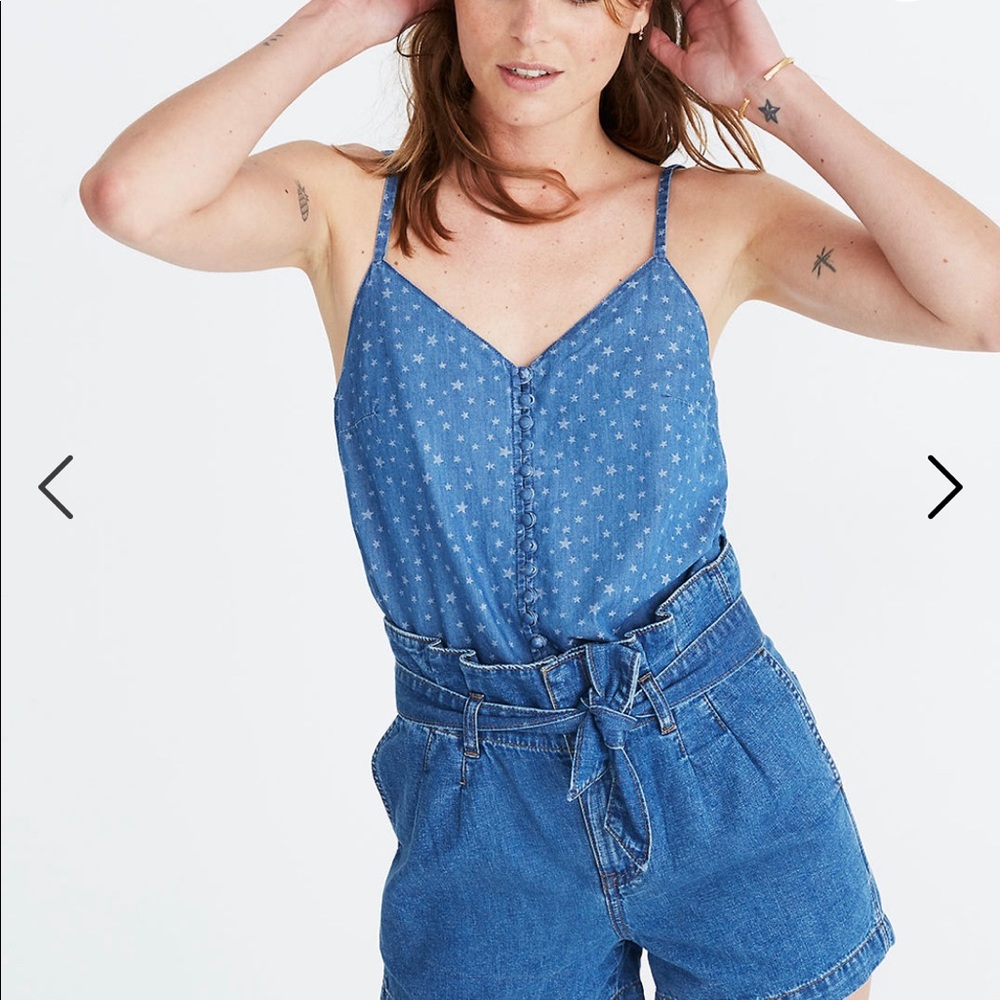 Madewell Denim Button-Down Cami in Star Jacquard 4